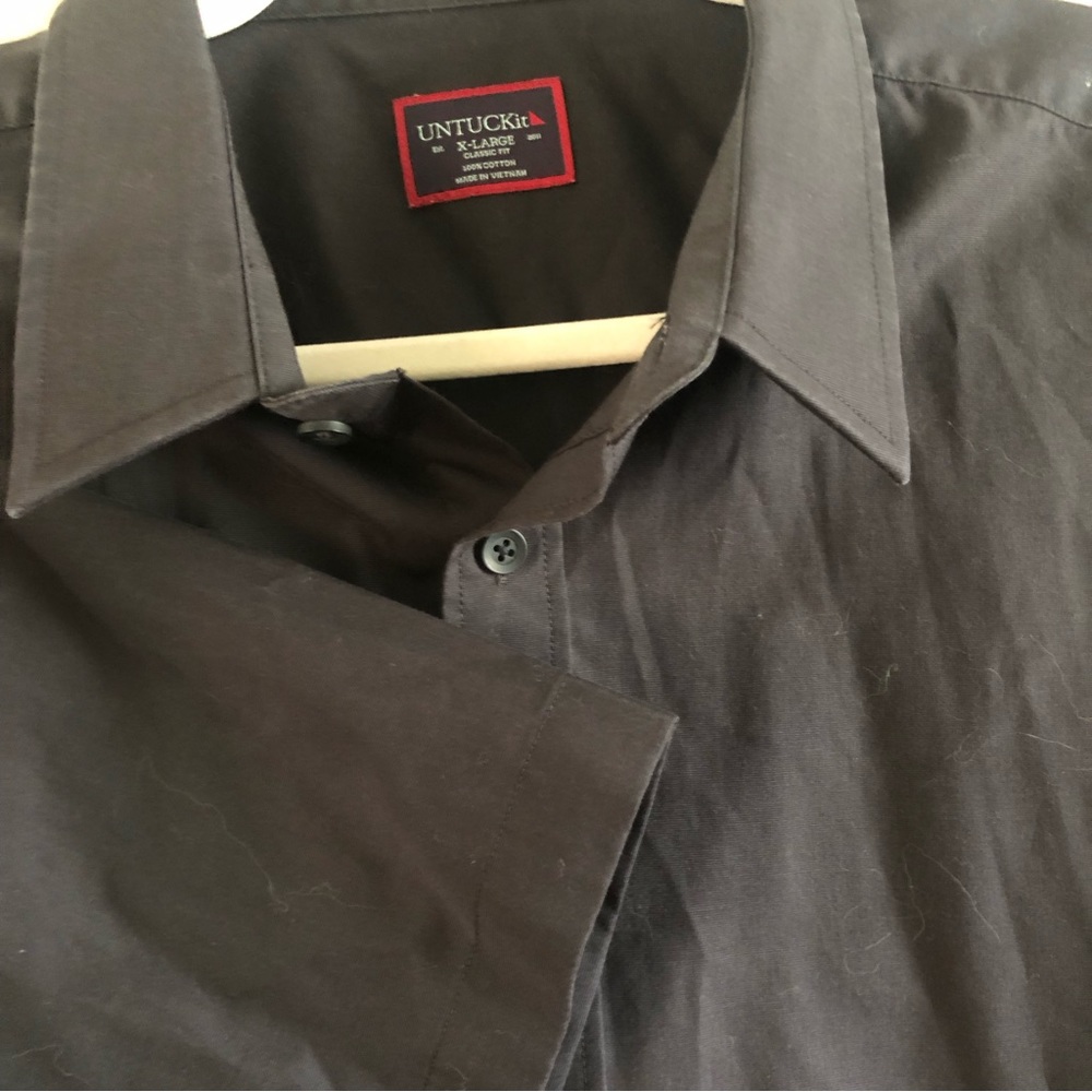 Untuckit Basic Black Short Sleeve Button Up Collared Shirt Men’s XL